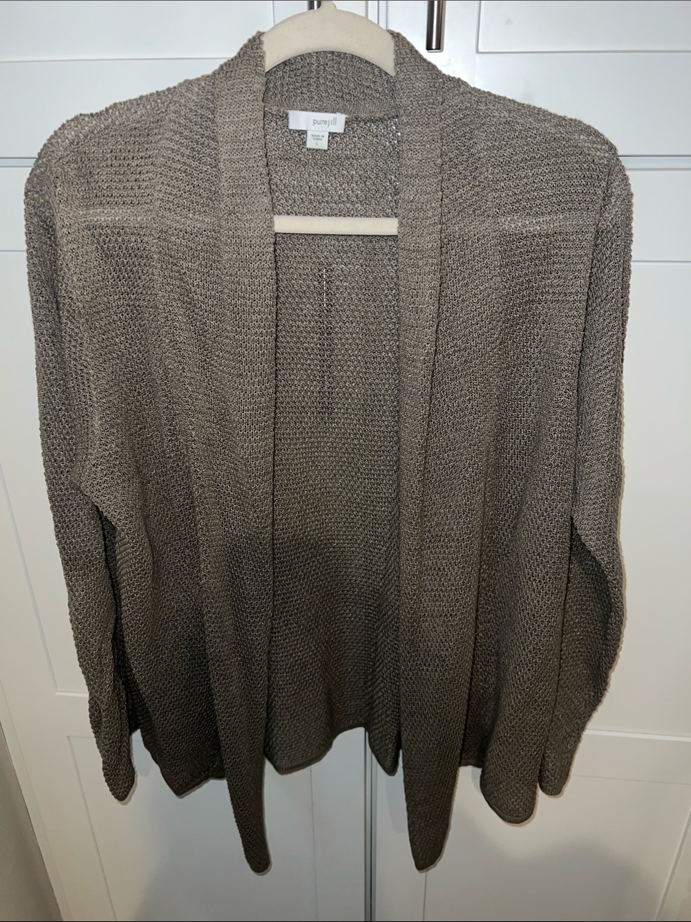 Pure Jill 🫒 Olive Green Open-Front Knit Cardigan Sweater
